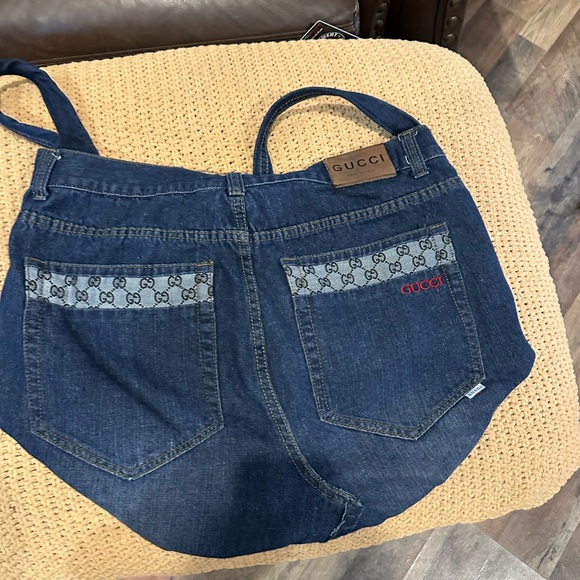Repurposed  Beach Bag from Authentic Vintage Gucci Jeans. - Picture 3 of 3